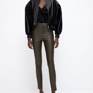 Zara Green Faux Leather Pants